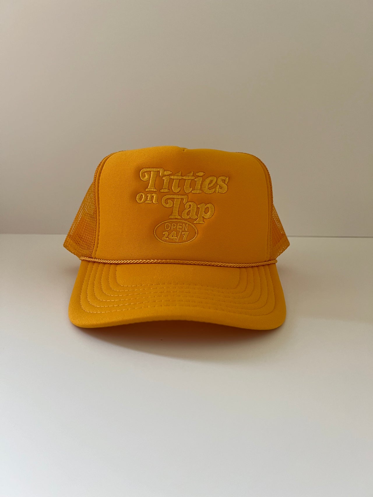 Titties On Tap™ Trucker Hat (Gold / Gold)