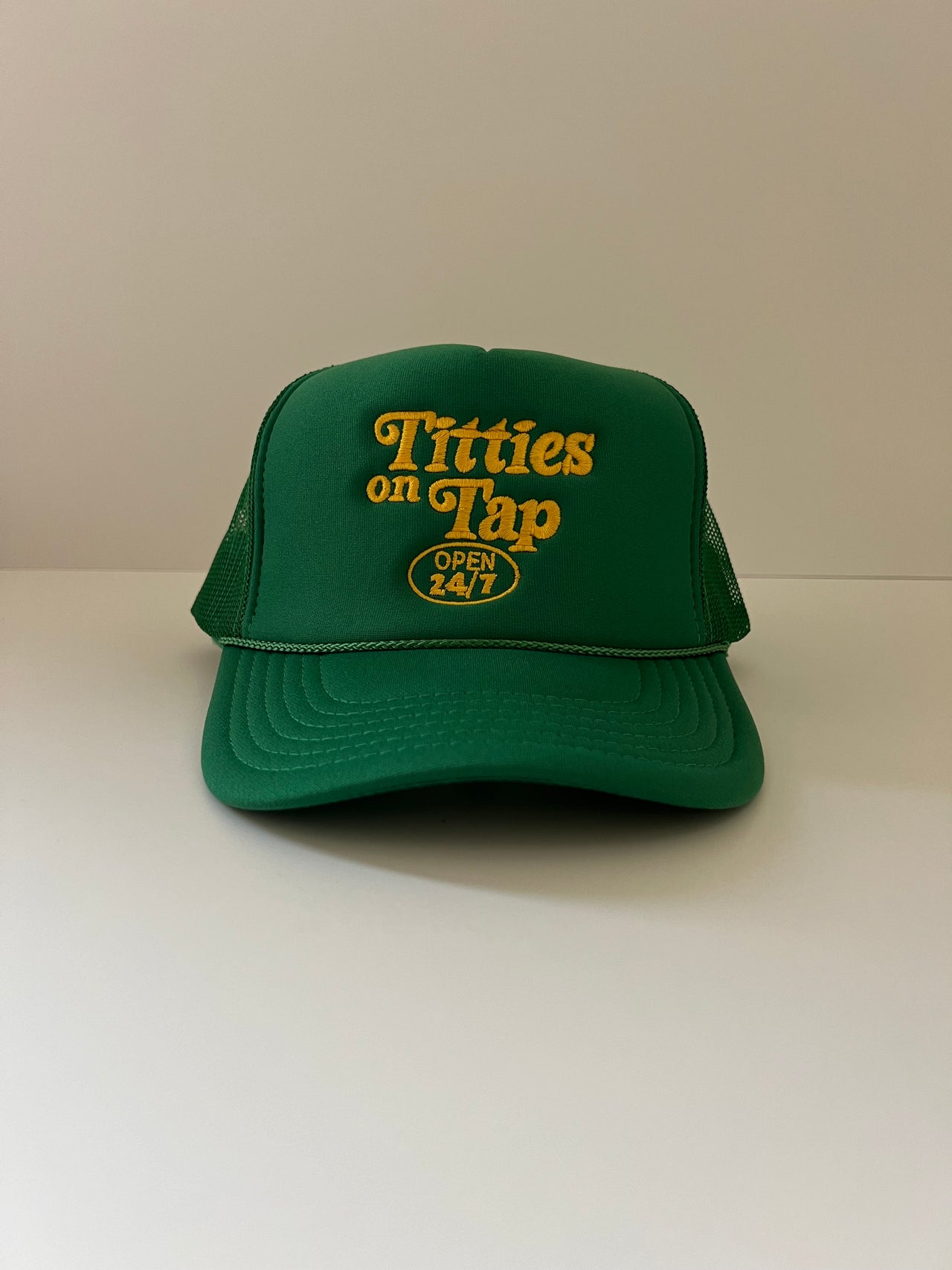 Titties On Tap™ Trucker Hat (Green / Gold)